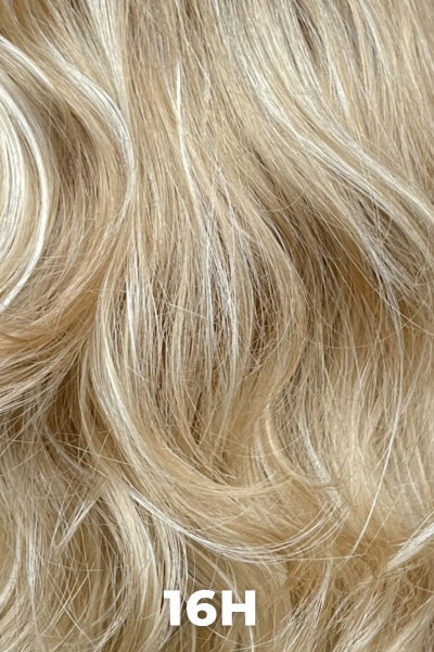 Close-up of blonde hair with a color code '16H' displayed.