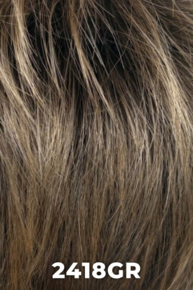 Close-up of brown hair with a color code '2418GR' at the bottom.