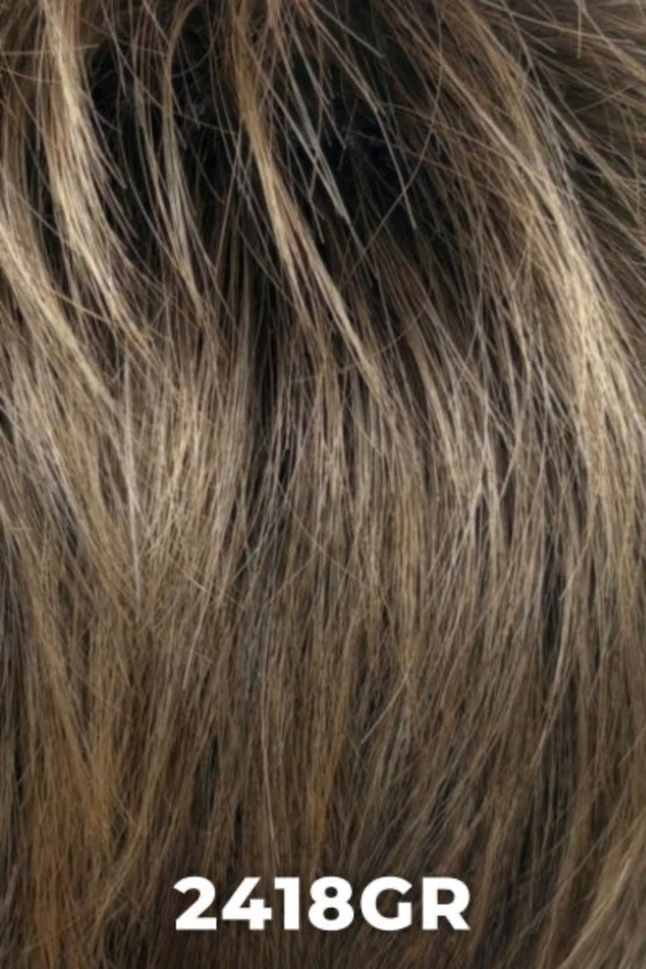 Close-up of brown hair with a color code '2418GR' at the bottom.