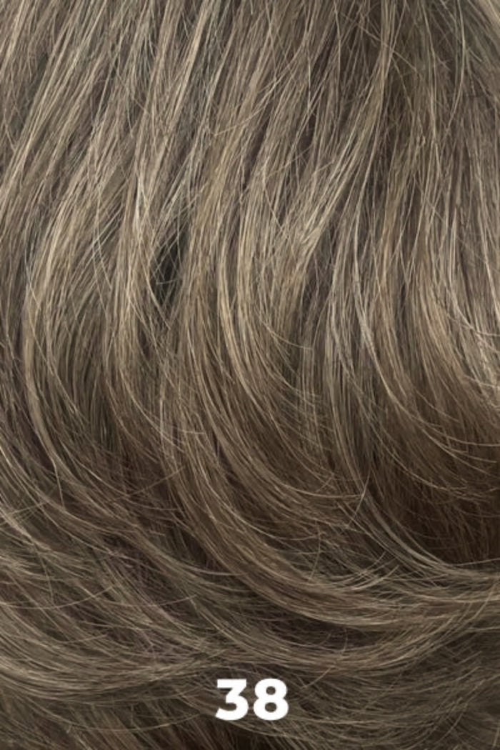Close-up of brown hair with a number 38 in the foreground
