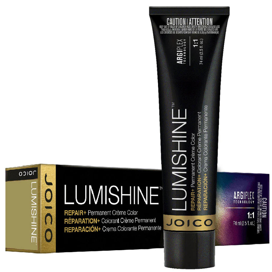 Joico Lumishine hair color product with packaging on a white background