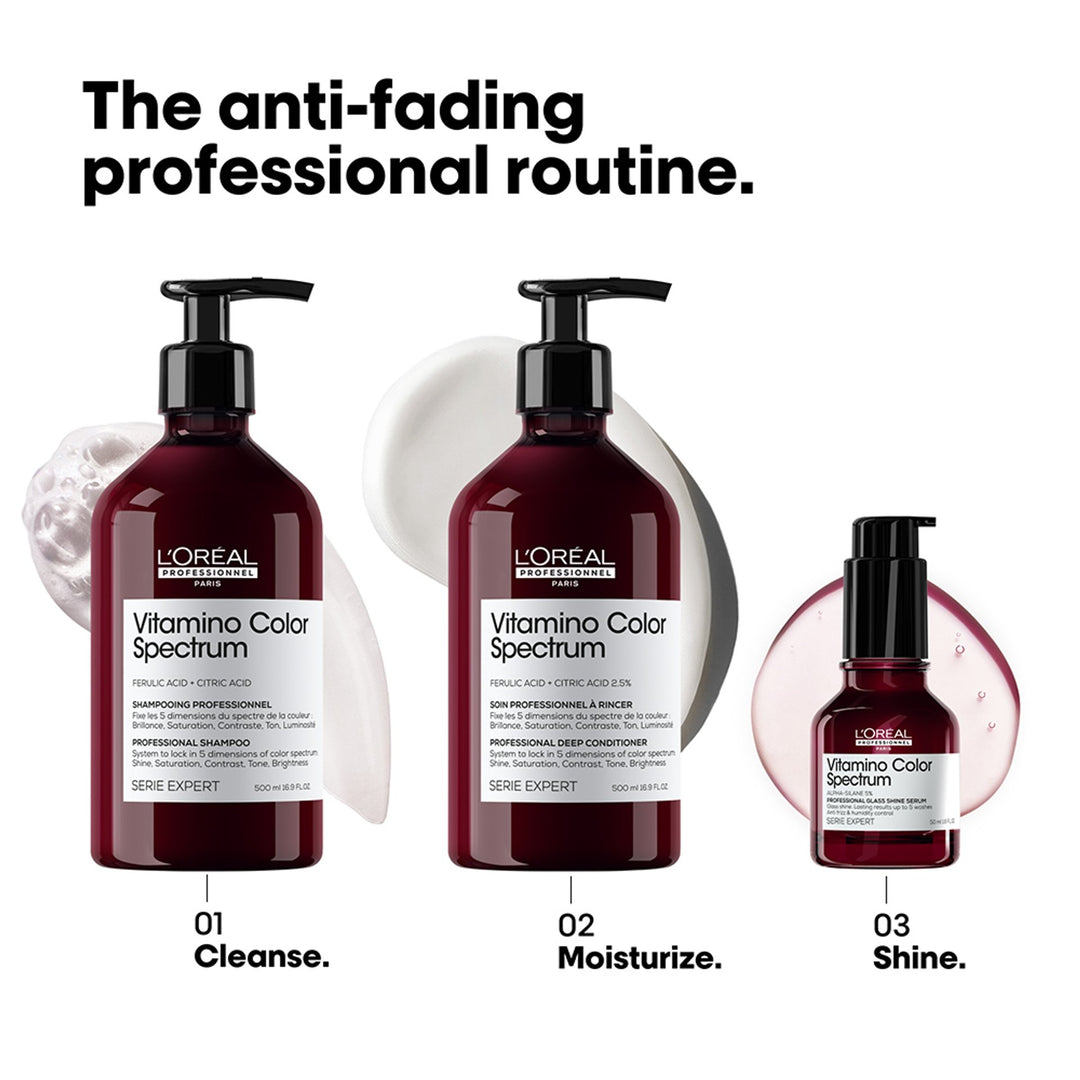 L'Oreal hair care products with step-by-step instructions on a white background