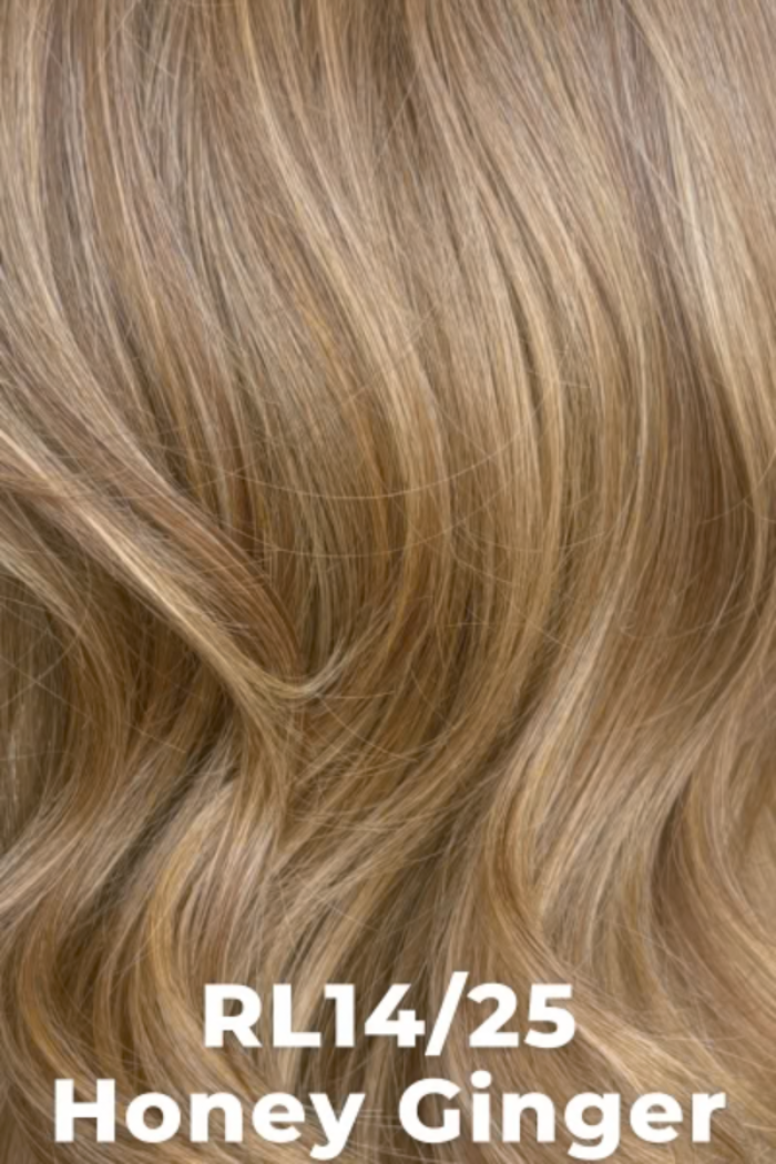 Close-up of honey ginger hair color with code RL14/25