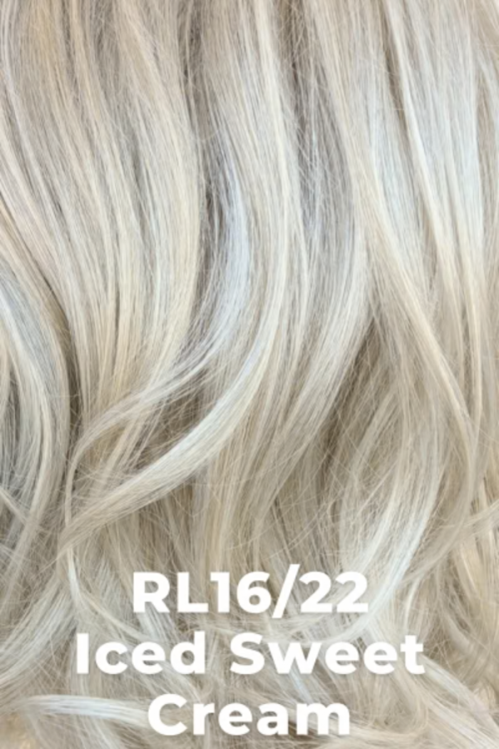 Blonde hair color swatch labeled RL16/22 Iced Sweet Cream.