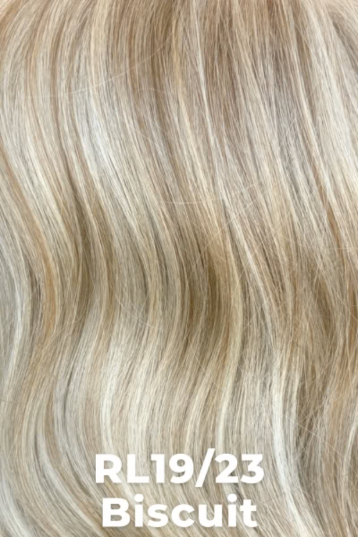 Close-up of blonde hair with color code RL19/23 Biscuit.