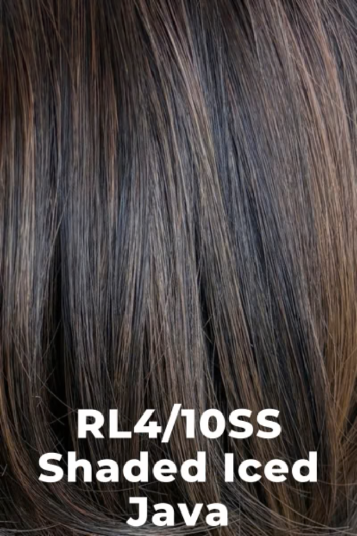 Close-up of hair with 'RL4/10SS Shaded Iced Java' text overlay