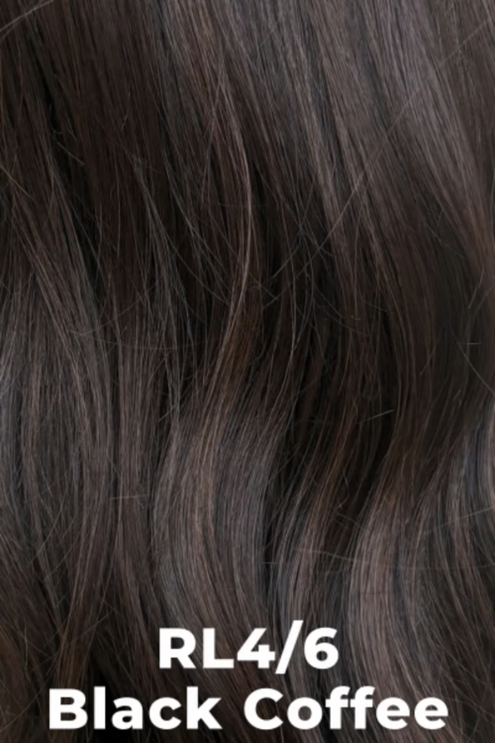 Close-up of dark brown hair with 'RL4/6 Black Coffee' text overlay