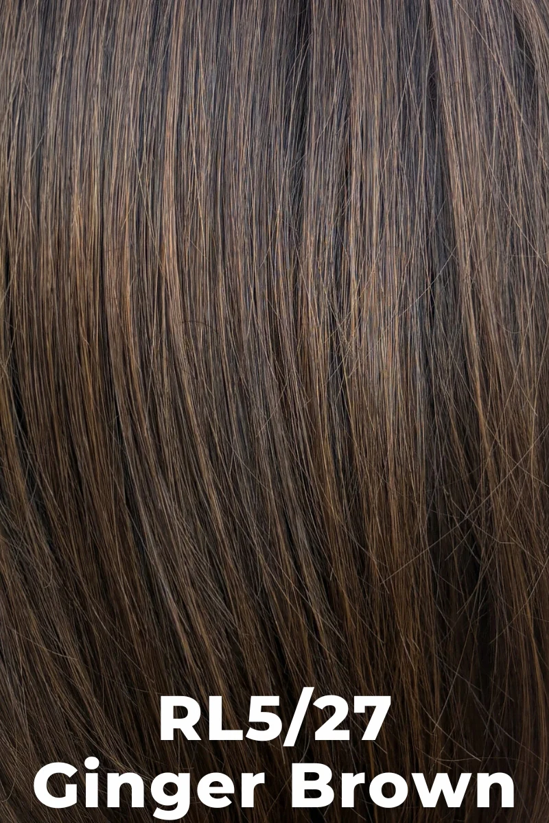 Close-up of ginger brown hair with RL5/27 color code text.