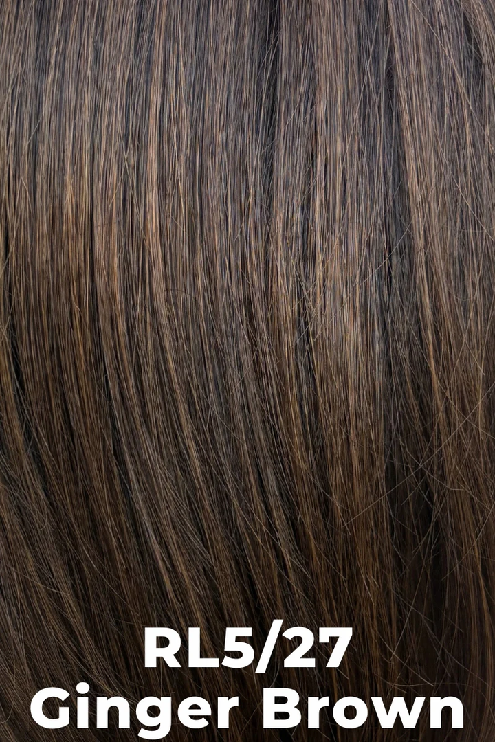 Close-up of ginger brown hair with RL5/27 color code text.