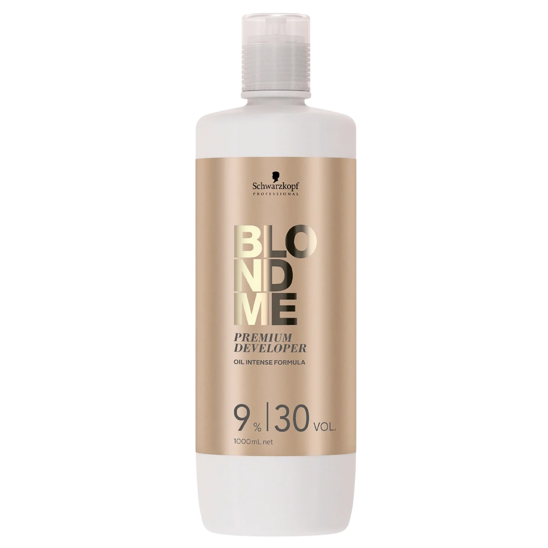 Schwarzkopf Blond Me hair developer bottle on a white background