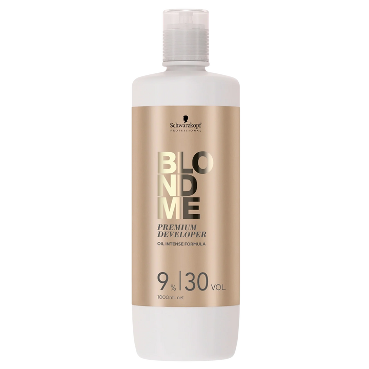 Schwarzkopf Blond Me hair developer bottle on a white background