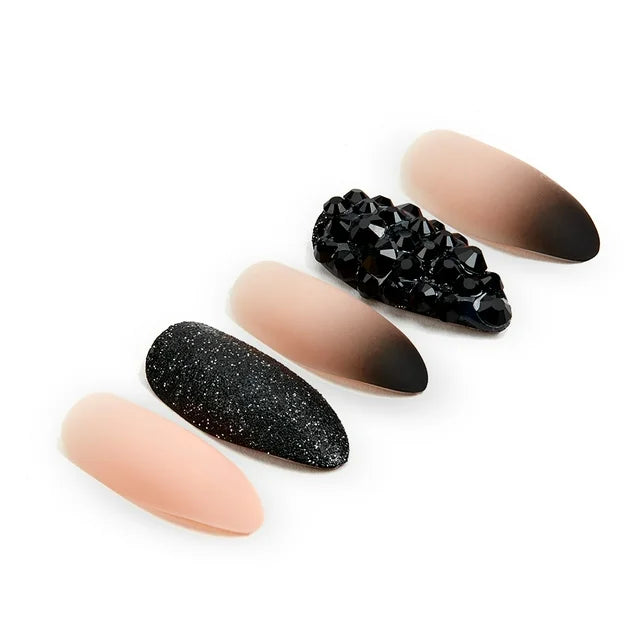 Ardell Nail Addict Premium Artificial Nail Set Black Pink Ombre image of artificial nails