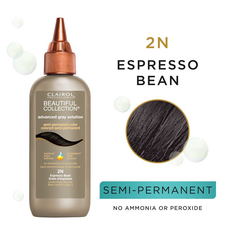 Clairol Professional Beauty Collection Semi-Permanent Moisturizing Color Advanced Gray Solution espresso brown 2n