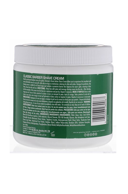 Clubman Pinaud Classic Barber Shave Cream directions and ingredients