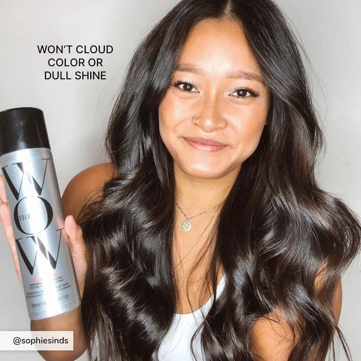 Color Wow Style on Steroids Color Safe Texturizing Spray image of model holding bottle
