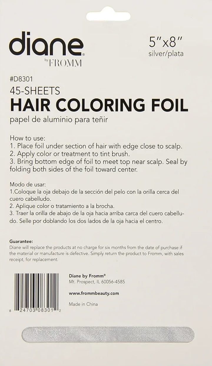 Diane Fromm hair coloring foil packaging with instructions and product details.