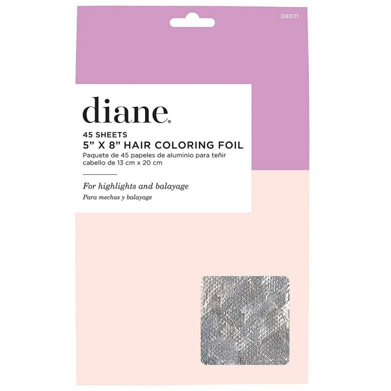 Diane hair coloring foil packaging with pink and purple design