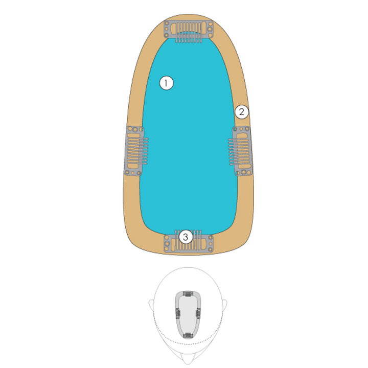 Top-down view of an inflatable pool with labeled sections on a white background