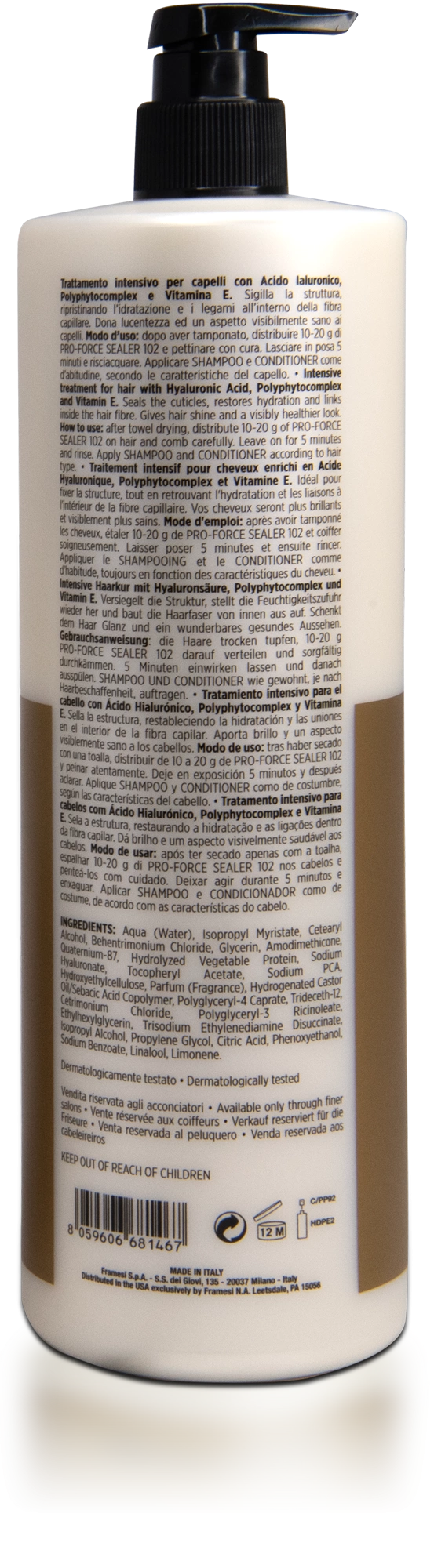 White bottle with black text on a transparent background