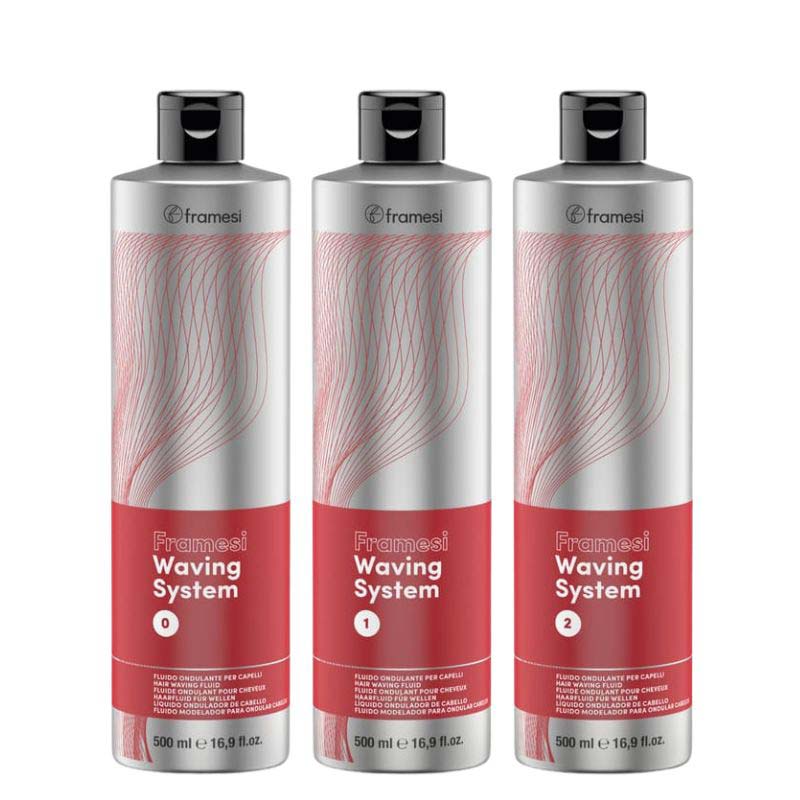 Three bottles of Framesi Waving System on a white background