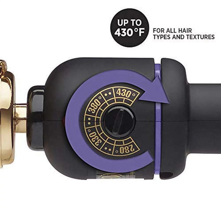 Hot Tools Professional 24K Gold Salon Curling Irons image of temperature bezel