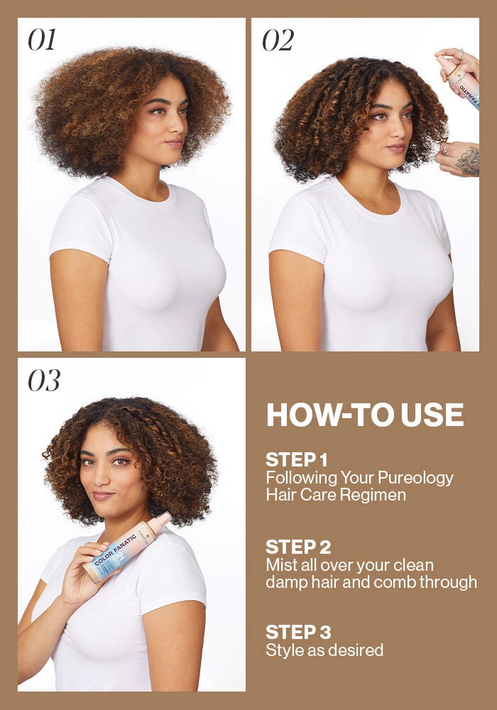 Pureology Color Fanatic Multi-tasking Leave-In Spray image of 13.5 oz bottle how to use