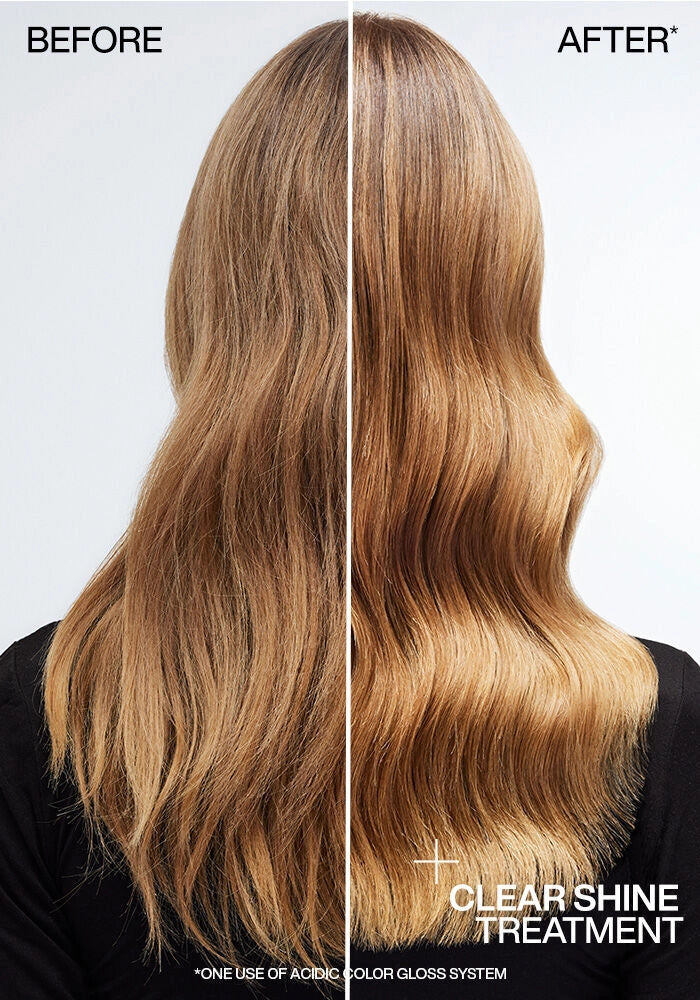 Redken Acidic Color Gloss Activated Glass Gloss Treatment image of before and after gloss treatment