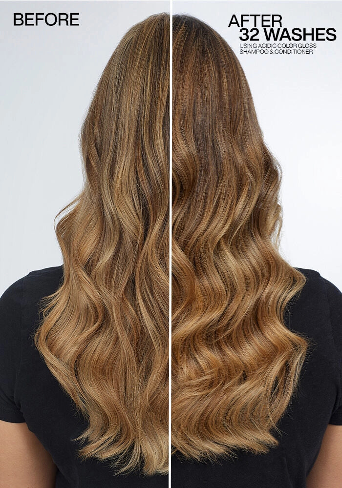 Redken Acidic Color Gloss Sulfate Free Shampoo image of before and after model