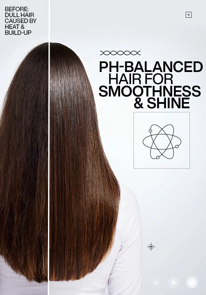 Redken Acidic Color Gloss Conditioner image of product feature and benefits with model before and after