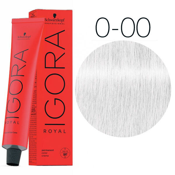 Schwarzkopf Igora Royal hair color tube with a white hair sample on a white background