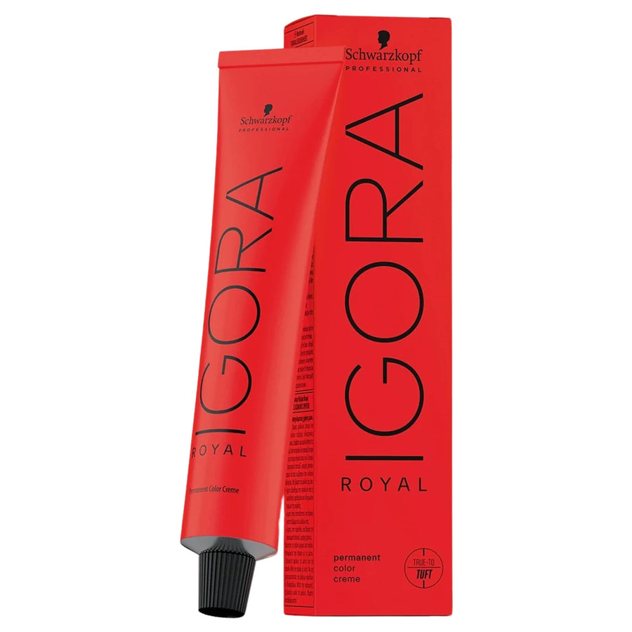Schwarzkopf Igora Royal hair color tube and box on a white background